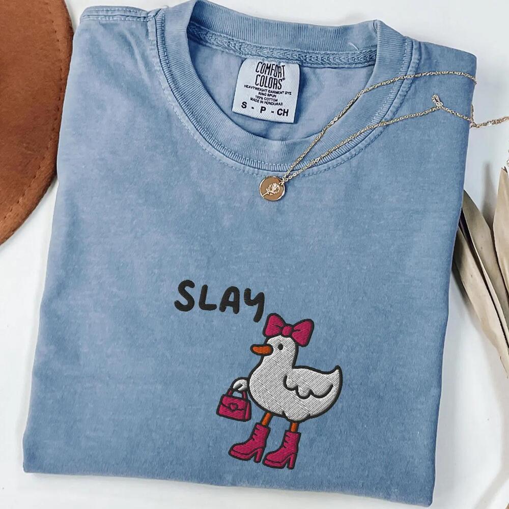 Slay Duck Ed T-Shirt, Girly Duck Shirt, Cute Animal Graphic Tee